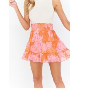 Show Me Your MuMu Orange and Pink Floral Mini Skirt